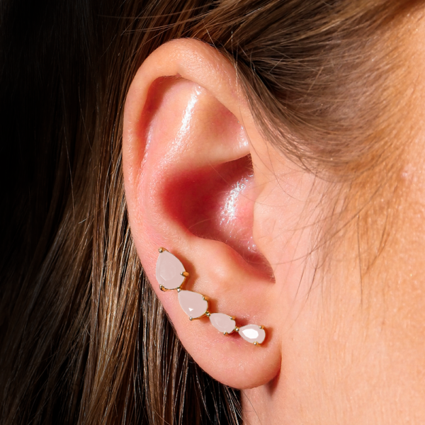 Brinco Dourado Ear Cuff Cristal Gota - Imagem 2