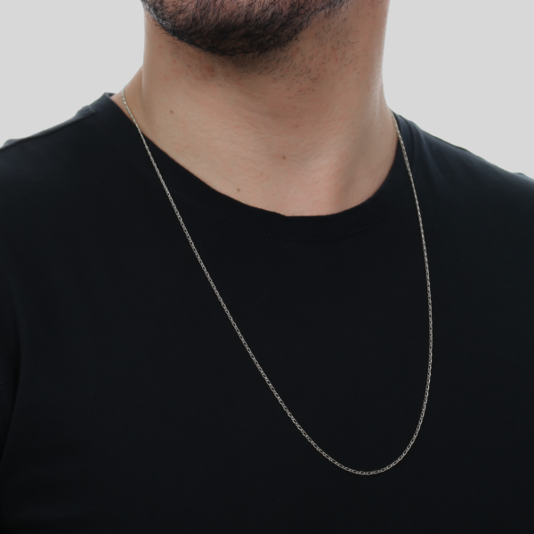 Corrente Prateada Masculina Elo 1 por 1 - Imagem 2