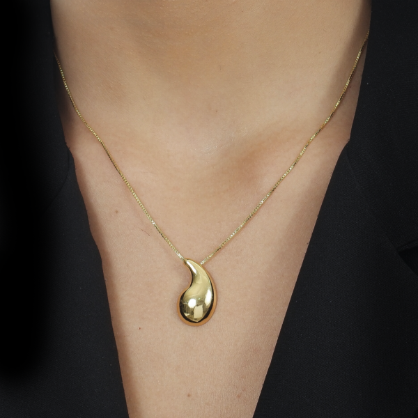 Colar Dourado de Gota Curvada - Imagem 2