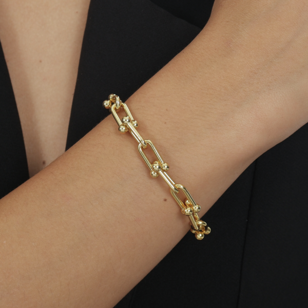 Pulseira Dourada Corrente Elos Largos - Imagem 2