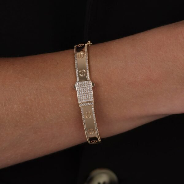 Bracelete Dourado Cravejado de Zircônia - Imagem 2